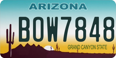 AZ license plate BOW7848