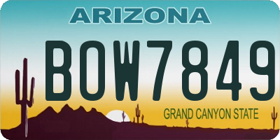 AZ license plate BOW7849