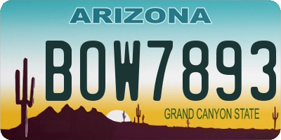 AZ license plate BOW7893