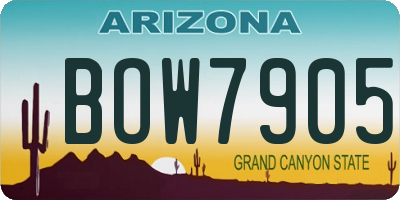 AZ license plate BOW7905