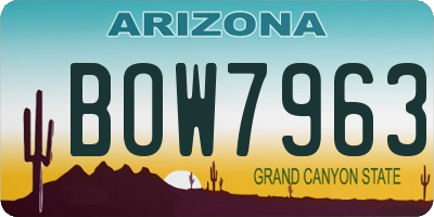AZ license plate BOW7963