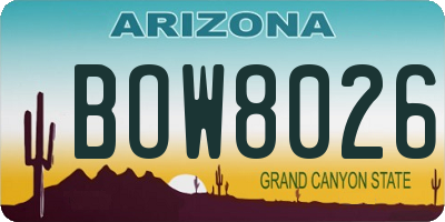 AZ license plate BOW8026