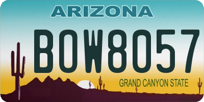 AZ license plate BOW8057