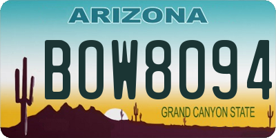 AZ license plate BOW8094