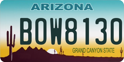 AZ license plate BOW8130