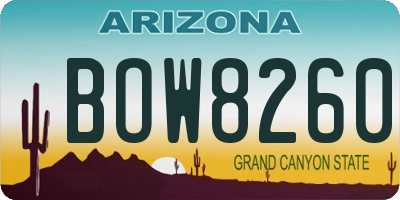 AZ license plate BOW8260
