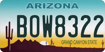 AZ license plate BOW8322