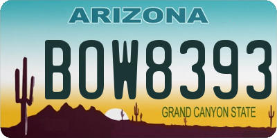 AZ license plate BOW8393