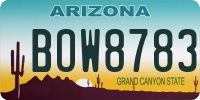 AZ license plate BOW8783