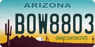 AZ license plate BOW8803