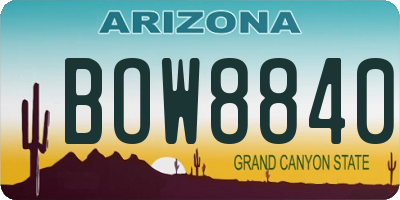 AZ license plate BOW8840