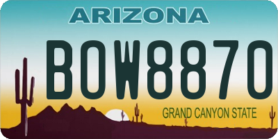 AZ license plate BOW8870