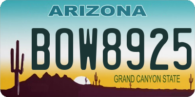 AZ license plate BOW8925