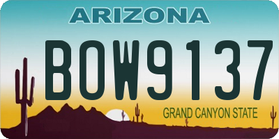 AZ license plate BOW9137