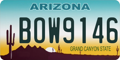 AZ license plate BOW9146