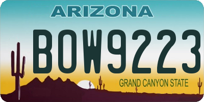 AZ license plate BOW9223