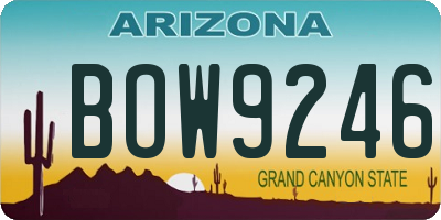 AZ license plate BOW9246