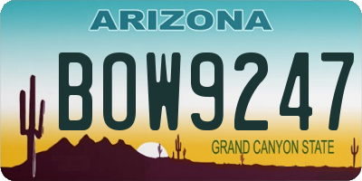 AZ license plate BOW9247