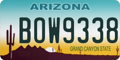 AZ license plate BOW9338