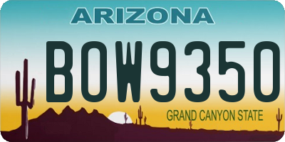 AZ license plate BOW9350