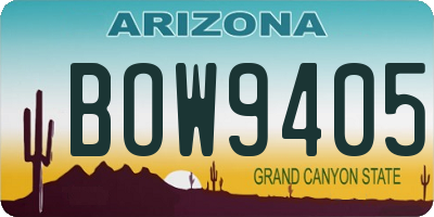 AZ license plate BOW9405