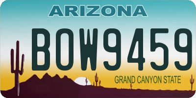 AZ license plate BOW9459