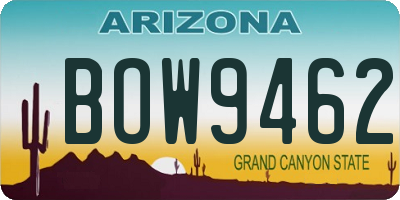 AZ license plate BOW9462