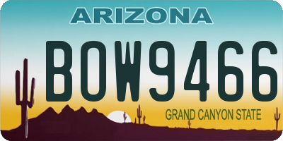 AZ license plate BOW9466