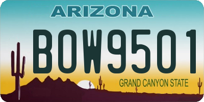 AZ license plate BOW9501