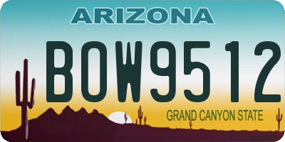 AZ license plate BOW9512