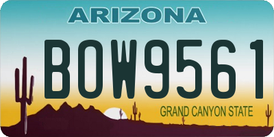AZ license plate BOW9561