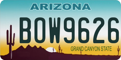 AZ license plate BOW9626