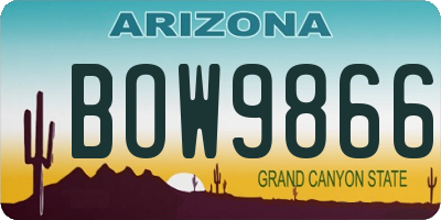 AZ license plate BOW9866