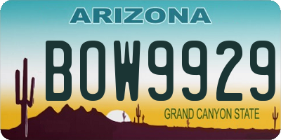 AZ license plate BOW9929