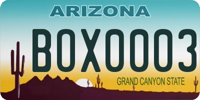 AZ license plate BOX0003