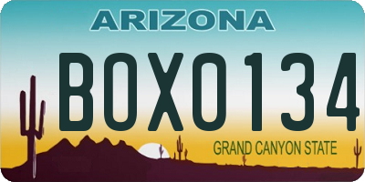 AZ license plate BOX0134