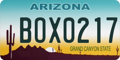 AZ license plate BOX0217