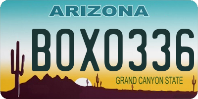 AZ license plate BOX0336