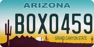 AZ license plate BOX0459