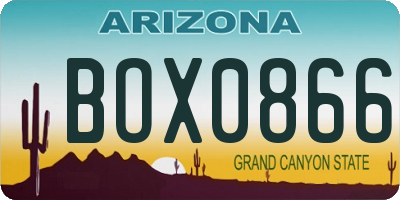 AZ license plate BOX0866