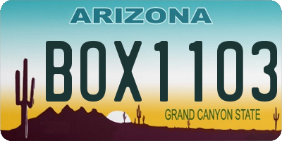 AZ license plate BOX1103