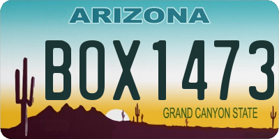 AZ license plate BOX1473