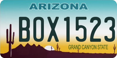 AZ license plate BOX1523