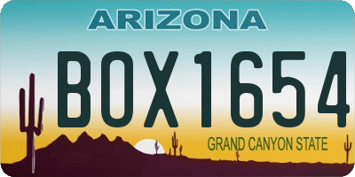 AZ license plate BOX1654