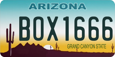 AZ license plate BOX1666