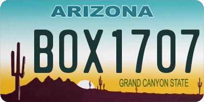 AZ license plate BOX1707