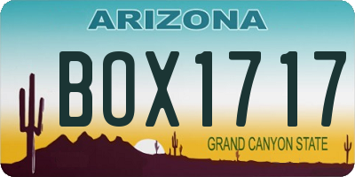 AZ license plate BOX1717