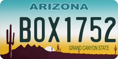 AZ license plate BOX1752
