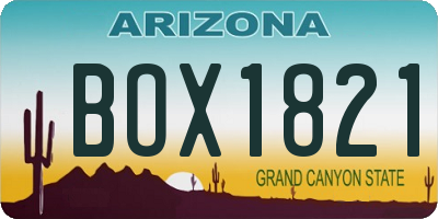 AZ license plate BOX1821