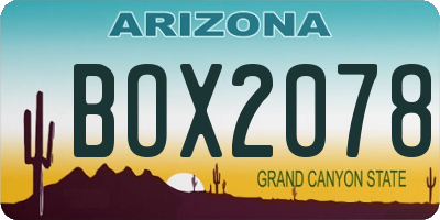 AZ license plate BOX2078